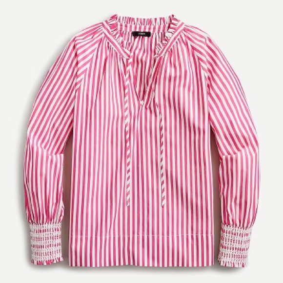 J. Crew Tops - NEW J. Crew Smocked-cuff popover top in stripe
Item AU295